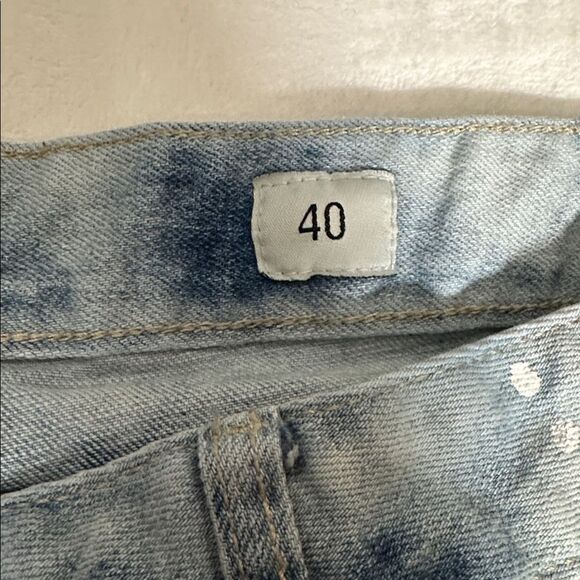 Smoke Rise Graffiti Denim Shorts in a summer blue color. - Picture 4 of 5